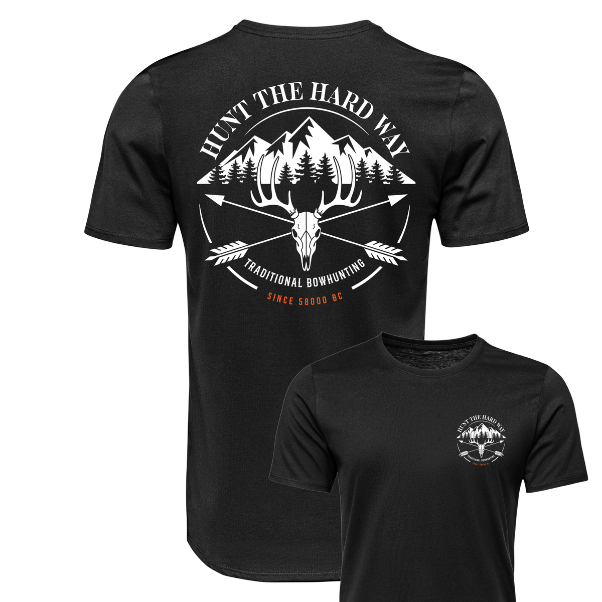 Euromount Whitetail Deer T-shirt in black, front and back view